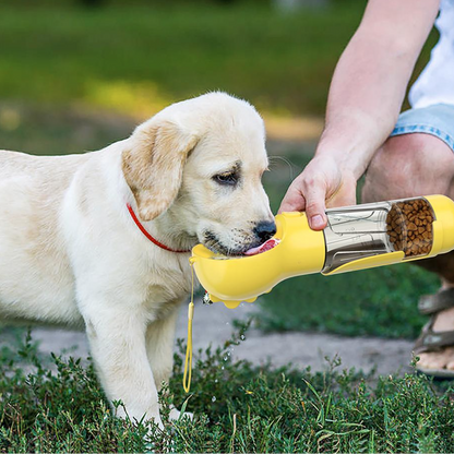 Garrafão 4-em-1 para hidratar e nutrir o seu cão 