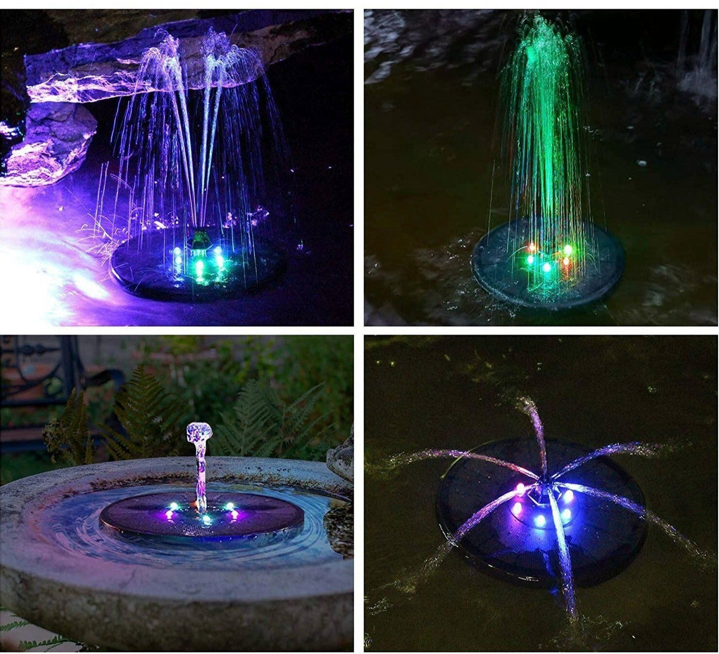 Multicolor LED solar fountain